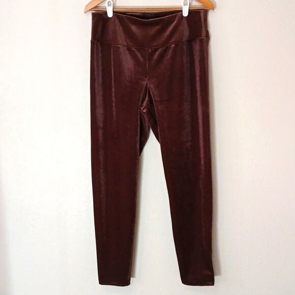 T Tahari brown ribbed pull on velvet pants size large - Picture 1 of 6
